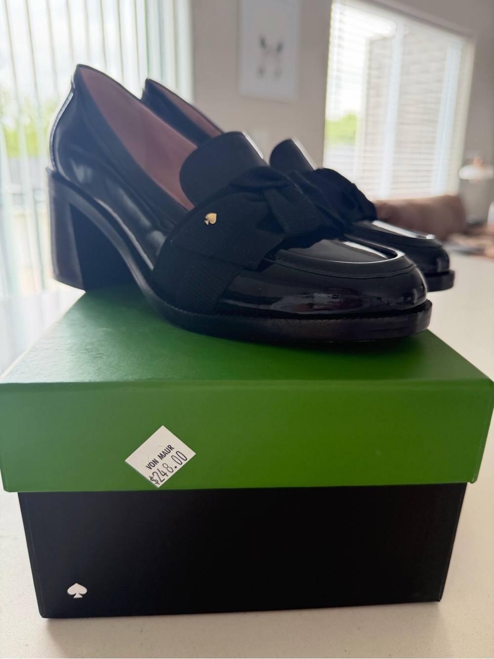 kate spade Black Patent Loafers with Bow Accent - Picture 4 of 10